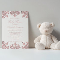 Pink Rose Gold Snowflake Winter Baby Shower