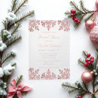 Pink Rose Gold Snowflake Winter Bridal Shower