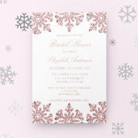 Pink Rose Gold Snowflake Winter Bridal Shower