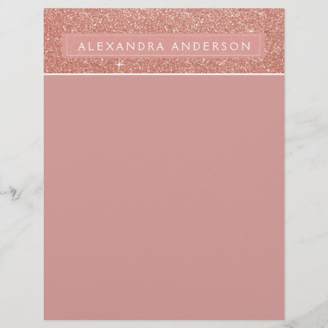 Pink Rose Gold Sparkle Glitter Girly Monogram (Front)