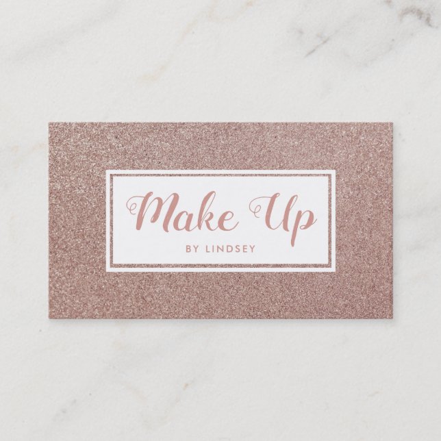 Pink Rose Gold Sparkle Glitter Make Up Artist Business Card (Front)