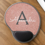 Pink Rose Gold Sparkle Glitter Monogram Name Gel Mouse Mat<br><div class="desc">Blush Pink - Rose Gold and Charcoal Grey (Grey) Sparkle Glitter Monogram Name Monogram Mousepad. This Mousepad can be customised to include your first name. Please contact the designer for customised matching items.</div>
