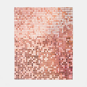 Pink rose gold square mosaic tiles for texture bac fleece blanket