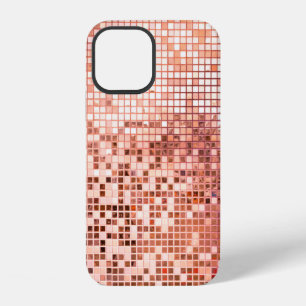 Pink rose gold square mosaic tiles iPhone 12 case