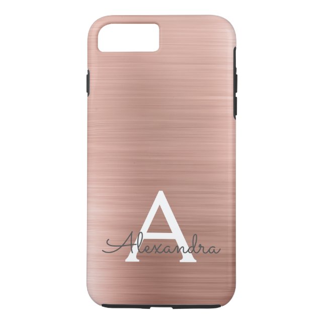 Pink Rose Gold Stainless Steel Monogram Case-Mate iPhone Case (Back)