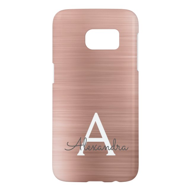 Pink Rose Gold Stainless Steel Monogram Case-Mate Samsung Galaxy Case (Back)