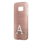Pink Rose Gold Stainless Steel Monogram Case-Mate Samsung Galaxy Case (Back Left)