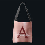 Pink Rose Gold Stainless Steel Monogram Crossbody Bag<br><div class="desc">Blush Pink - Rose Gold and Burgundy Faux Stainless Steel Elegant Monogram Bag. This bag can be customised to include your initial and first name.</div>