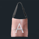 Pink Rose Gold Stainless Steel Monogram Crossbody Bag<br><div class="desc">Pink Rose Gold Faux Stainless Steel Elegant Monogram Bag. This bag can be customised to include your initial and first name.</div>