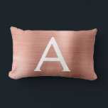 Pink Rose Gold Stainless Steel Monogram Name Lumbar Cushion<br><div class="desc">Blush Pink - Rose Gold Foil  Brushed Metal Monogram Name and Initial Pillow. The monogrammed pillow makes the perfect Bridal Shower,  Bachelorette Party,  Baby Shower,  Wedding or Sweet 16,  18th,  21st,  30th,  40th,  50th,  or 60th Birthday gift for someone decorating her room in elegant and modern rose gold.</div>