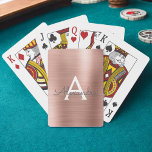 Pink Rose Gold Stainless Steel Monogram Playing Cards<br><div class="desc">Pink Rose Gold Faux Metallic Foil Stainless Steel Elegant Monogram Playing Cards. These playing cards can be customised to include your initial and first name and make a great party favour for a birthday party,  bridal shower or bachelorette party.</div>