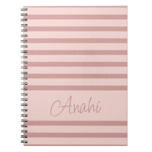 Pink Rose Gold Stripes Personalised Notebook