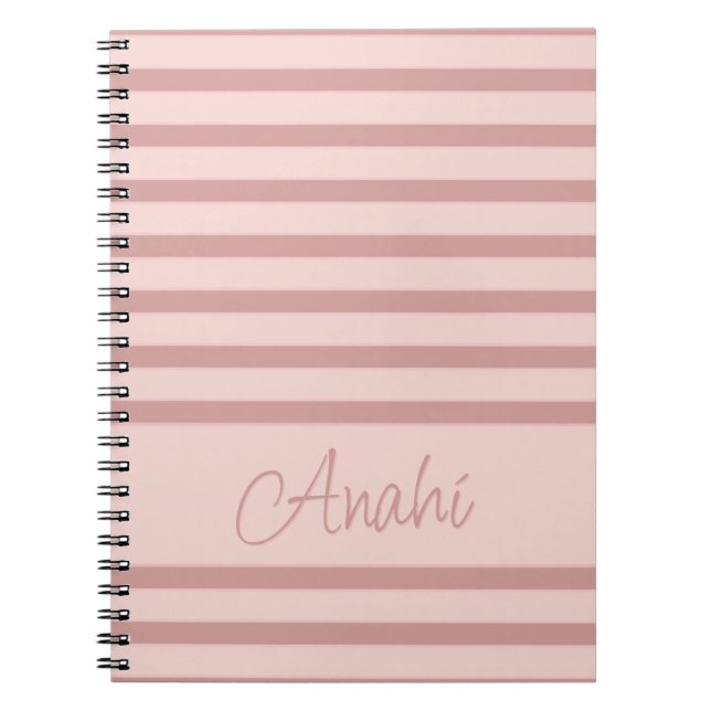 Pink Rose Gold Stripes Personalised Notebook (Front)
