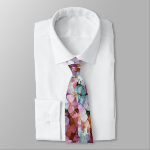 Pink Rose Gold Teal Mosaic Millefiori Flowers Tie