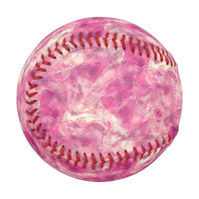Pink Rose Gold Watercolor Marbling Baseball (Front Left)