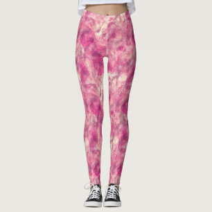 Pink Rose Gold Watercolor Marbling Leggings