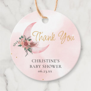 Pink rose gold We are over the Moon Thank You Favour Tags
