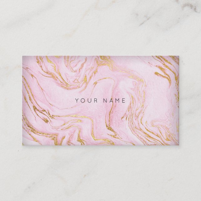 Pink Rose Gold White Marble Vip Glam Business Card (Front)