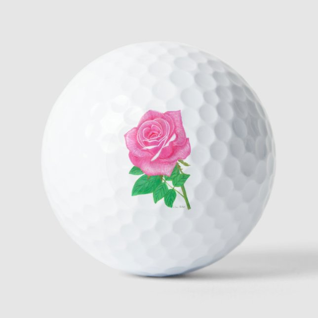 Pink Rose Golf Balls Customisable (Front)