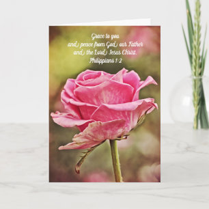 Pink Rose Grace Scripture Note Card Philippians