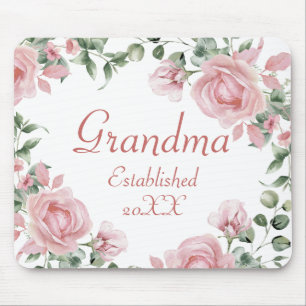 Pink Rose Grandma  Mouse Mat