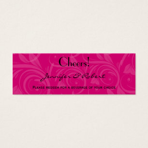 Pink Rose Graphic Wedding Drink Ticket