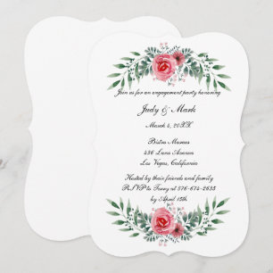 Pink Rose Greenery Foliage Engagement Party Invitation