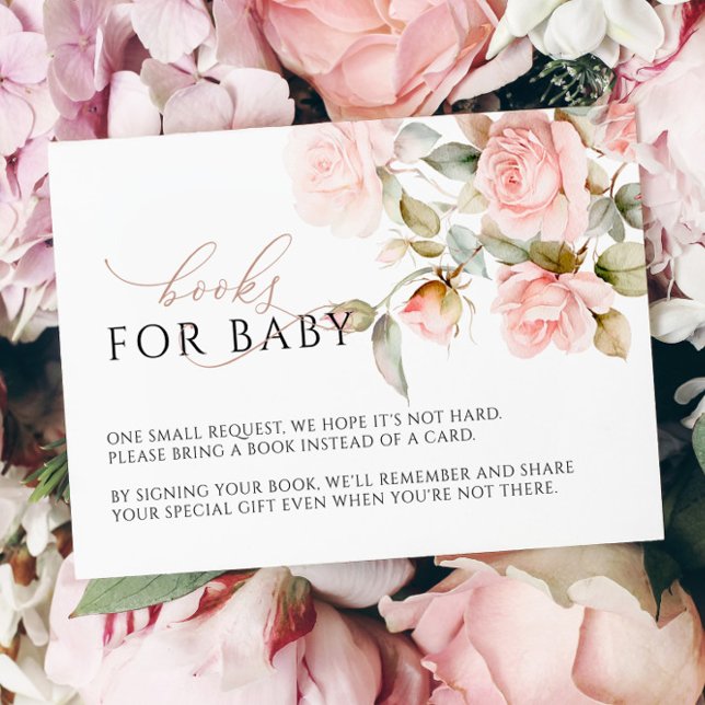 Pink Rose & Greenery Leaves Books Request Card (Creator Uploaded)