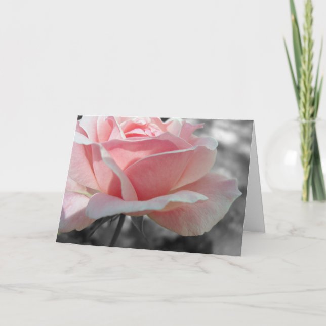 Pink Rose Grey Card (Front)