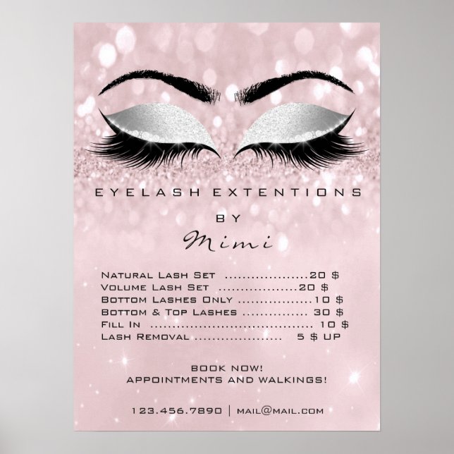 Pink Rose Grey Grey  Makeup Eyes Lashes Prices Poster (Front)