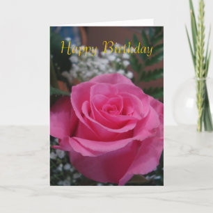 Pink Rose Happy Birthday Card