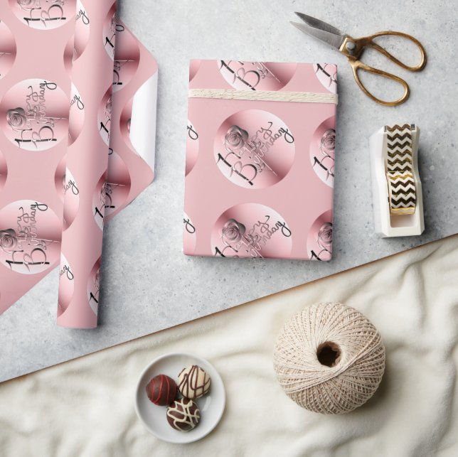 Pink Rose "Happy Birthday"  Wrapping Paper (Crafts)