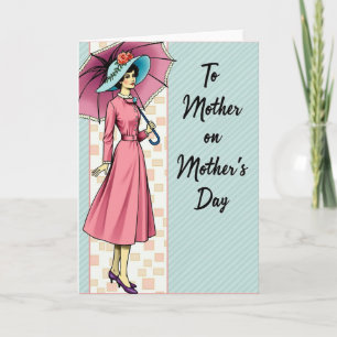 Pink Rose Hat Mothers Day Card
