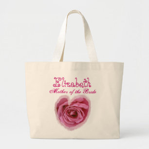 Pink Rose Heart  Personalised Mother of the Bride Large Tote Bag