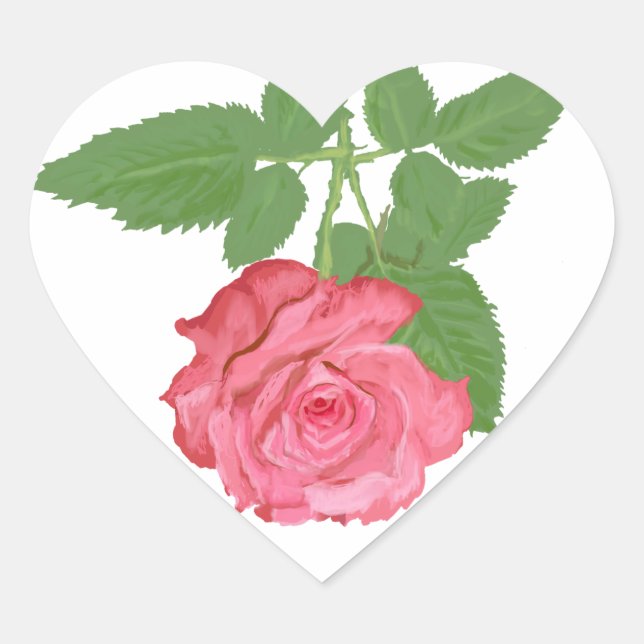 Pink rose heart sticker (Front)