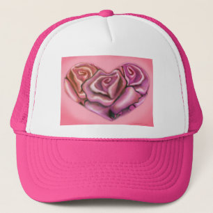 Pink Rose Heart Trucker Hat