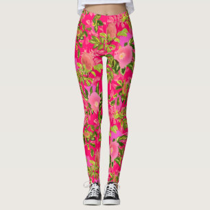 Pink rose hip , pink wild rose hip leggings