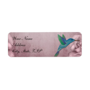 Pink Rose Hummingbird Wedding Labels