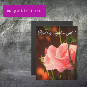 Pink rose Hungarian Mother's Day - magnetic card