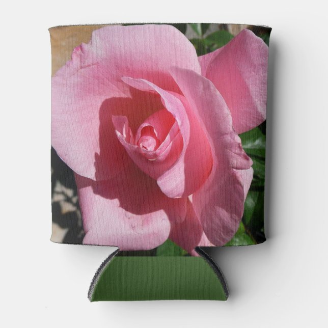 Pink Rose III Garden Floral Can Cooler (Front)