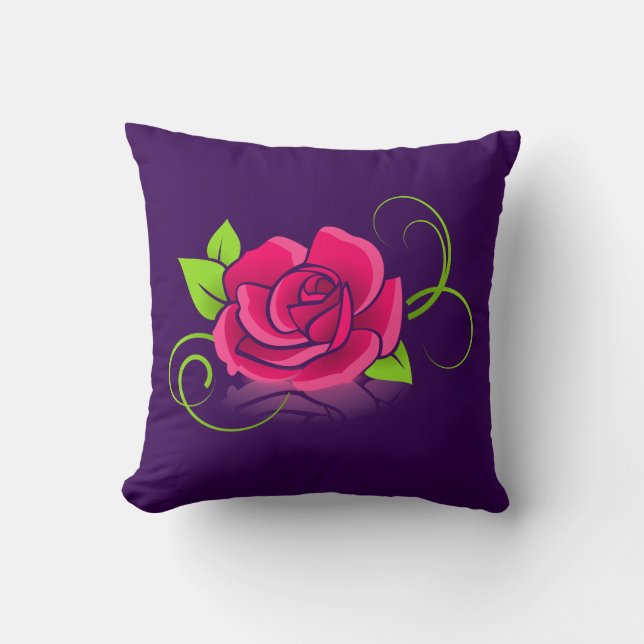 Pink Rose Illustration Cushion (Front)