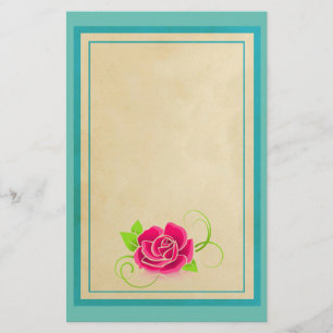 Pink Rose Illustration Stationery