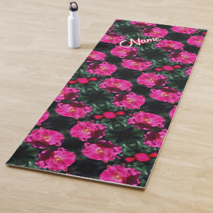 Pink Rose In Bloom Pattern Personalised  Yoga Mat