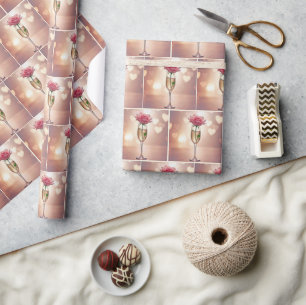 Pink Rose In Champagne Flute Wrapping Paper