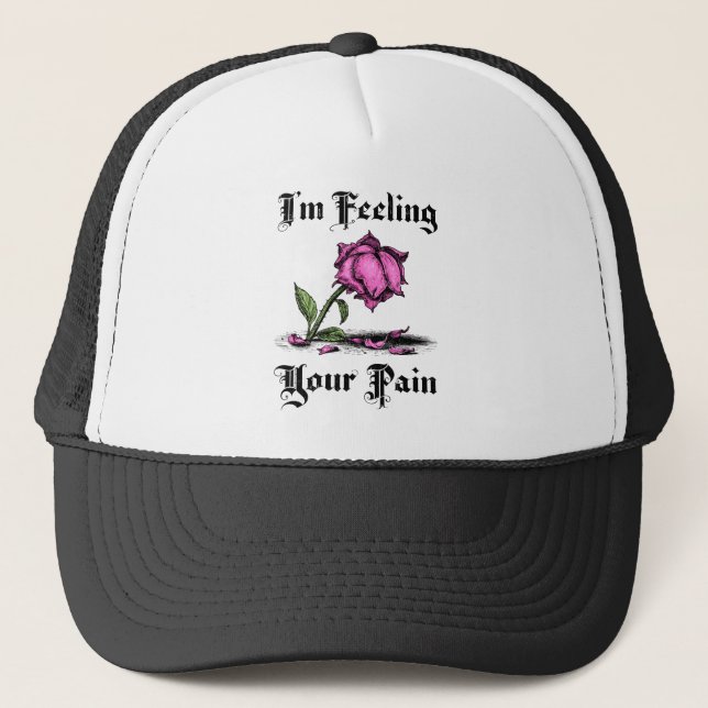 Pink Rose in Despair Trucker Hat (Front)