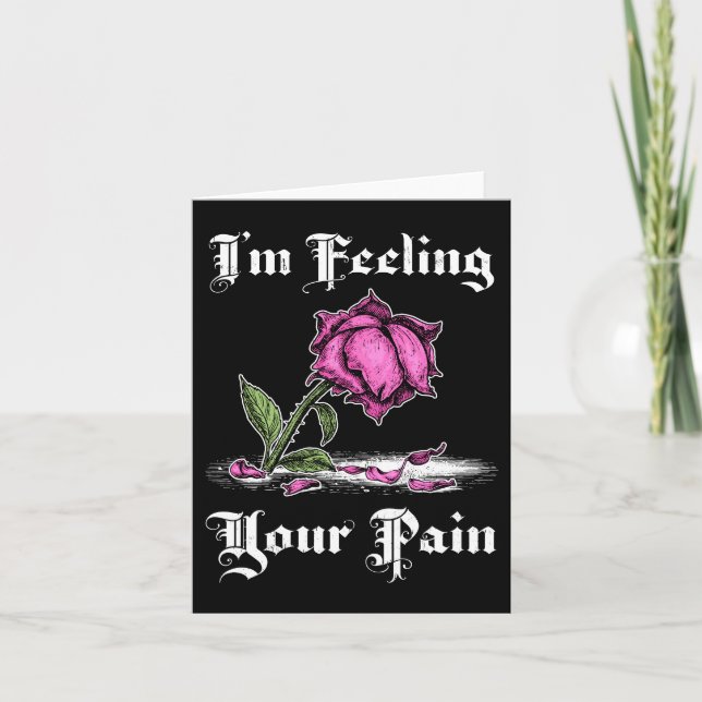 Pink Rose in Despair White Text Card (Front)