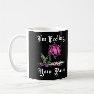 Pink Rose in Despair White Text Coffee Mug