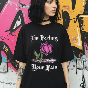 Pink Rose in Despair White Text Women's T-Shirt