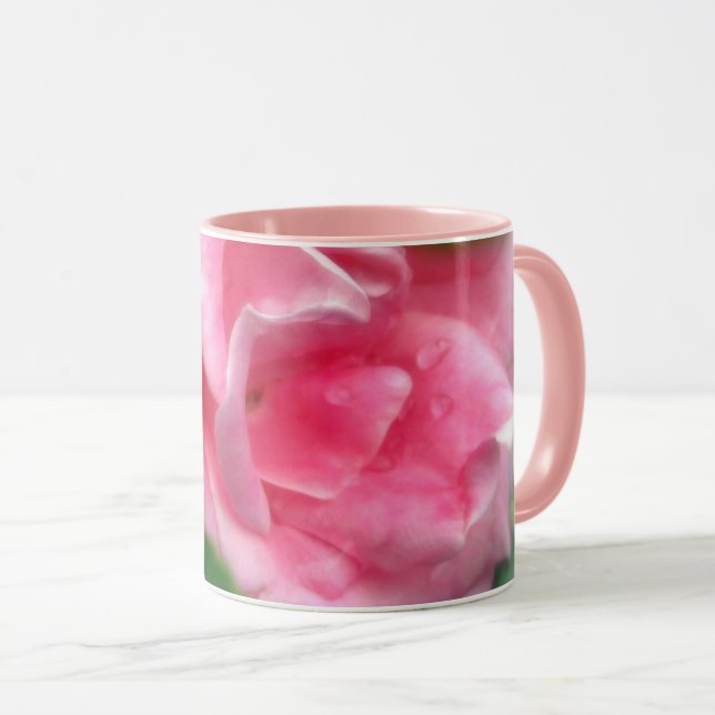 Pink Rose in Full Bloom Beverage Mug (Front Right)