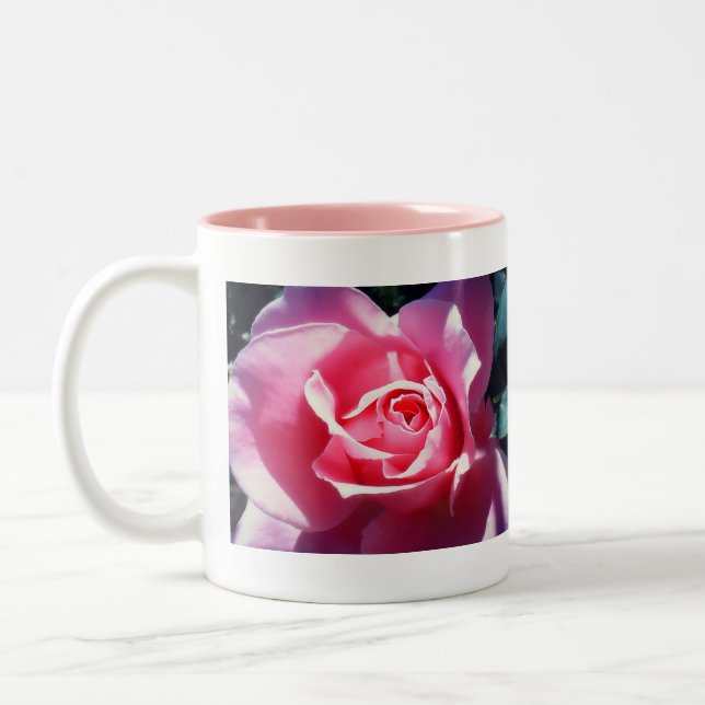 Pink Rose in Full Bloom Beverage Mug (Left)
